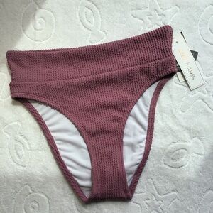 Salt + Cove Mauve Pink Textured High Waist Bikini Bottom - Size Small
